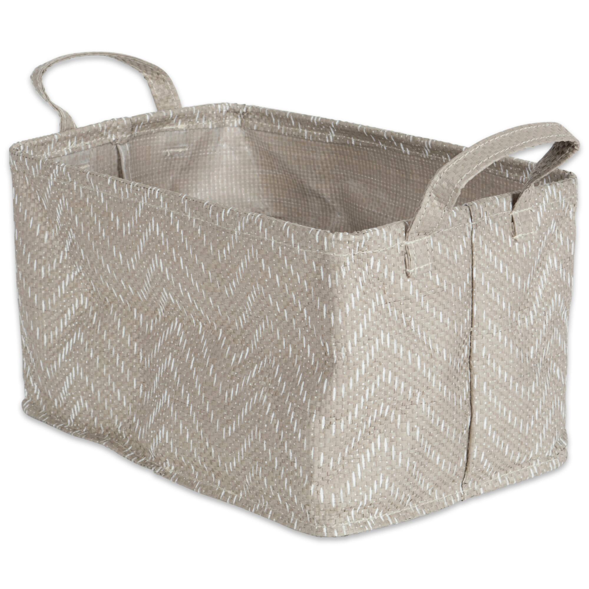DII® Medium Stone & Cream Tribal Chevron PE-Coated Woven Paper Laundry Bin, 2ct.